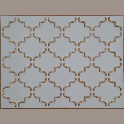 China PLB28 Faux Ceilings Tin 3D Wall Panels Artistic White Gold 3D Embossed Shop Bar Cafe Club Decor Shopping Wall Panels for sale