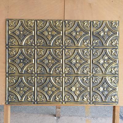 China Artistic Ceilings Decor Wall Panels Faux Tin 3D Embossed Antique Gold Cafe Bar PLB10 for sale