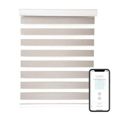 China Semi Smart Design Remote Blackout Fashion Window Curtains Canvas Electronic Fashion Shades Motorized Zebra Blinds for sale