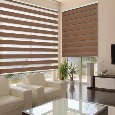 China Blackout 100% Polyester Fabric Wholesale Supplier Customized Wireless Zebra Blinds Blackout Window Day Night Blinds Wireless Zebra Blinds for sale