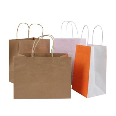 China Fashion Disposable Luxury Custom Logo Kraft Paper Shopping Bag Colorful Gift Bag For Clothing Packaging/Jewelry With Handles for sale