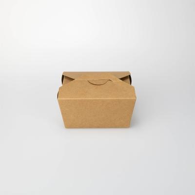 China Disposable Biodegradable Fast Food Container Recycle Box Original Color Kraft Paper Container Food Take Away Kraft Pack Boxes for sale