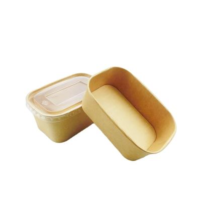 China Disposable Food Container Biodegradable Waterproof Salad Bowl Take Out Kraft Paper Soup Bowl for sale