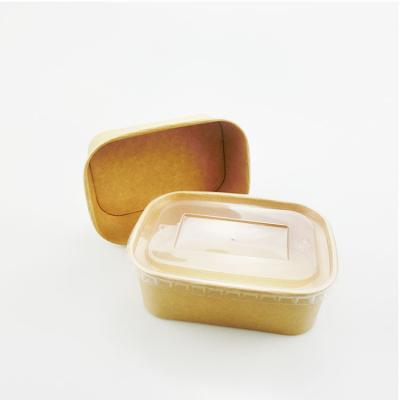 China Biodegradable Eco Friendly Disposable Take Out Kraft Paper Salad Bowl With Lid for sale