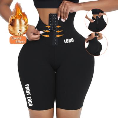 China Custom Service Logo Antibacterial 2 In 1 High Waist Short Women Butt Trainer Leggings Waist Lift Gaiters for sale