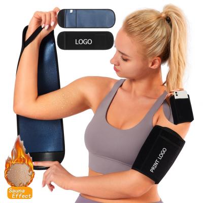 China Custom Logo Arm Band Antibacterial 2 Piece Phone Pouch Elasticity Control Arms Neoprene Sauna Slimming Arm Shaper for sale