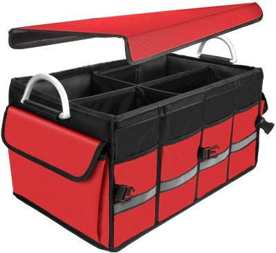 China Brief & Single Color Cargo Organizer Collapsible Durable Trunk Storage Waterproof Multi Compartments With Foldable Cover Aluminum Alloy Handle for sale