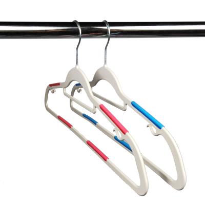 China Durable Xiqi colored plastic wet-dry hanger, plastic clothes hanger, with soft hanger, ultra-thin, cabinet save space for sale