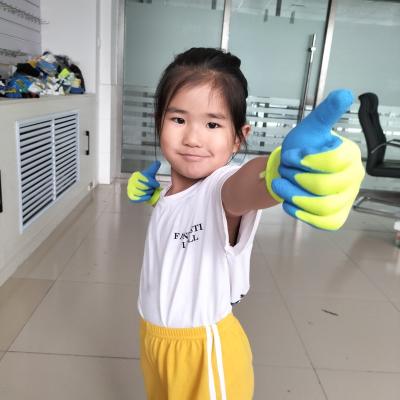 China Wear Resistant Children Colorful Gardening Latex Gloves Foam Coated Safety Working Gloves for sale