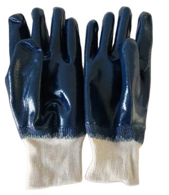 China Full Wear Resistant Oil Resistant Cotton Jersey Gloves Nitrile Coated Knit Wrist Gloves for sale