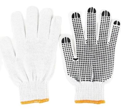 China Work Gloves Hand Protective Knit Gloves PVC Dotted Cotton Rubber Dotted Gloves Work Gloves for sale