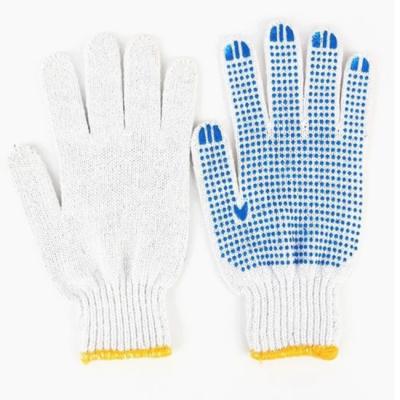 China Work Gloves Hand Protective Knit Gloves Cheap Knitted PVC DOT White Cotton Gloves PVC Dotted Safety Work Gloves for sale