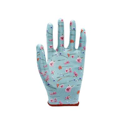 China Wear Resistant Protective Hand Safety Gloves PU Coated For Women Design Garden Work Gloves for sale