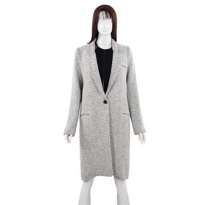 China Slim Fit Single Button Pockets Overcoat Gray Long Jacket Women Wool Thick Coat Lady Winter Turn-Down Collar Anti-wrinkle Office Overcoat for sale