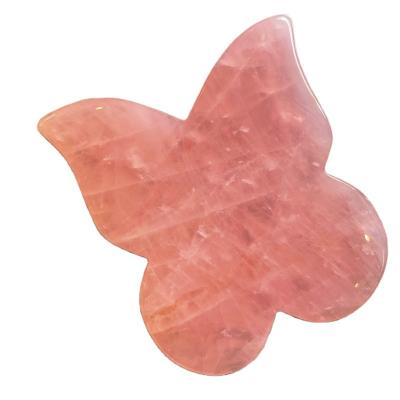 China Face latest rose quartz butterfly gua sha producing stone for facial massage for sale