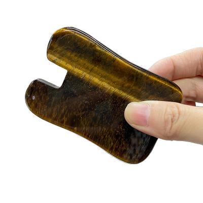 China Wholesale Natural Stone Face Tiger-eye U-shape Gua Sha Beauty Tools for sale