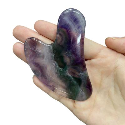 China Good Face Price Selling 100% Natural Fluorite Gua Sha Stone Facial Rainbow Scraping Tools for sale