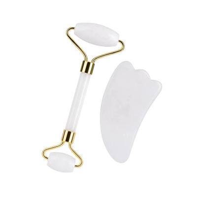 China High Quality Face Product White Jade Gua Sha And Jade Roller Kit For Beauty for sale