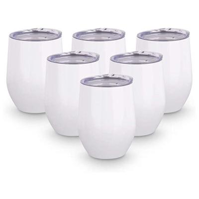 China Sustainable Sublimation Blanks Wine Tumbler Cups White 12 oz Insulated Stemless Stainless Steel Tumbler for sale