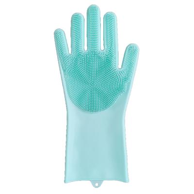 China Custom Heat Resistant Dish Scrubber Kitchen Silicone Cleaning Gloves for sale