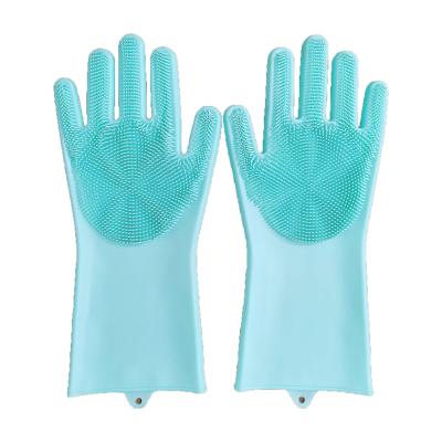 China Wholesale Household EC Compliant Blue Flat Latex Anti Slip Wash Gloves for sale