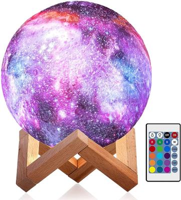 China Modern Biumart 8cm LED Space Galaxy Moon USB Lamp Touch Pat 16 Color Remote Control Night Light for Home Decor and Gifts for sale