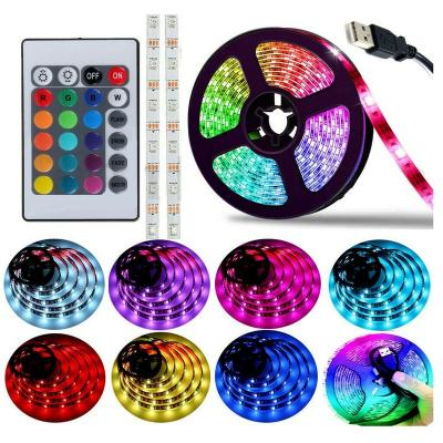 China Biumart Residential LED DC 5V RGB 5050 Color Changing Strip Lights with 24-Key LED TV Strip Light Waterproof Light Bar Remote for sale