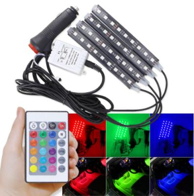 China Biumart 12V Car Interior Atmosphere Lights 9 LED Strip Light 5050 RGB SMD Flexible Car Atmosphere Light Universal for sale