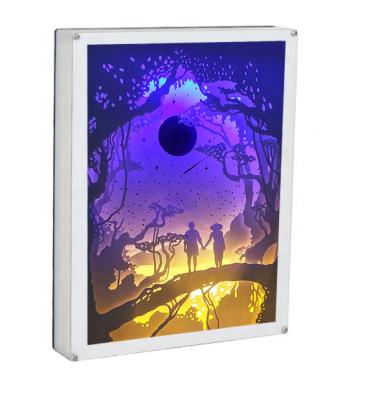 China Biumart LED Night Light 3D Shadow Box Frames 3D Wall Sticker Night Light Modern USB LED Night Light Wall Decoration Art Paper Newly for sale