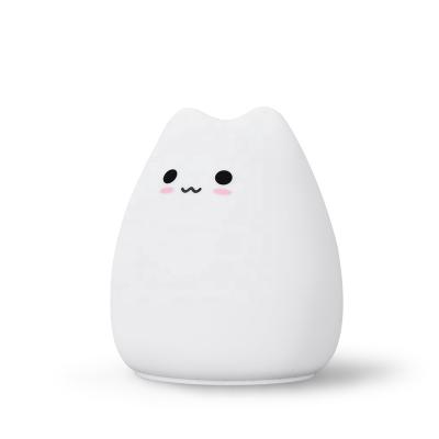 China Biumart LED Night Light 7 Colors Touch USB Charging Sensor Modern Cat Night Lamp Cute Night Light Soft Silicone for Kids for sale