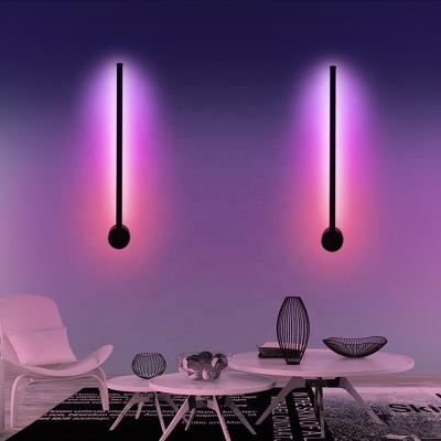 China Biumart Indoor Nordic Wall Lamp 100cm Long Black Linear Tube Modern Minimalist RGB Wall Light For Home Decoration for sale