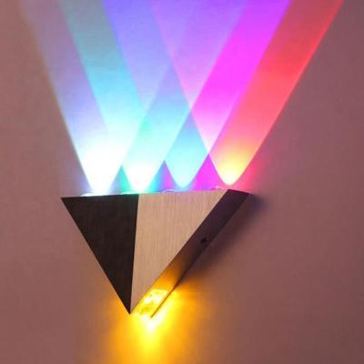 China Biumart Triangle 5W High Power LED RGB Aluminum Wall Lamp Wholesale Modern Glass Lens Wall Light For Living Room Decoration for sale