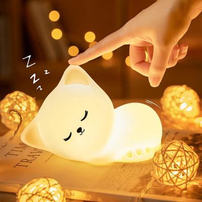 China Biumart USB Rechargeable Cat Night Light Color Changing Silicone Led Night Light Baby Sleep Atmosphere Kitty Night Light for sale