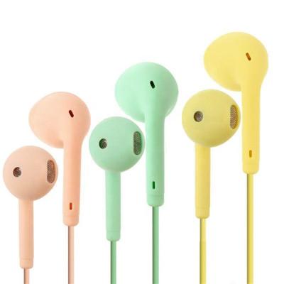 China High Quality Viable 3.5mm Macaron Color In-Ear Wired Headphones With Microphone For Samsung Infinix Tecno Itel for sale