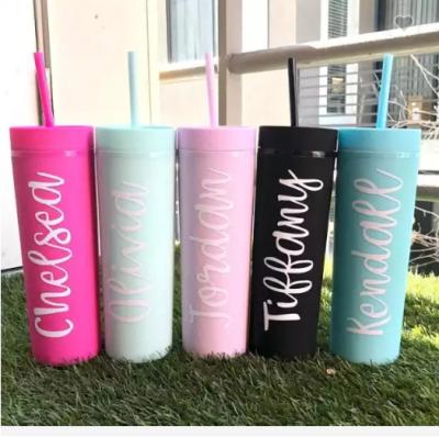 China Popular Hot Selling Mixed Color 16oz Double-Layer Disposable Insulated Cup Travel Tumbler Insulated Plastic Cups for sale