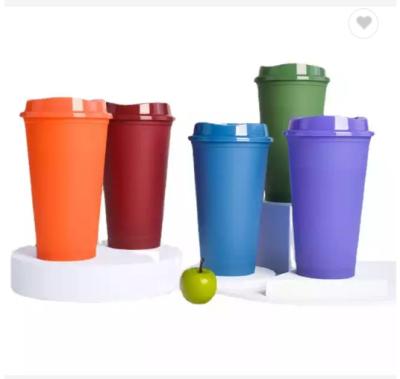 China Disposable Color-Changing Cup 16oz Straw Color-Changing Hot And Cold Color-Changing Water Bottle Heat Sensitive Plastic Straw PP Cup for sale