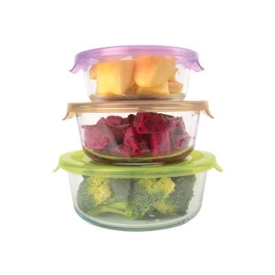 China Wholesale Freshness Keeping 3 Pieces Set Glass Kitchen Storage Container Meal Prep Container for sale