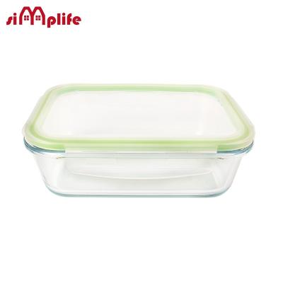 China Heatable High Borosilicate Glass 1000ml Freezer Meat Storage Container, Glass Meal Prep Container With Leak Proof Locking Lid for sale