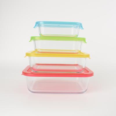 China Heat resistant hot sale high borosilicate glass storage food container, glass food container with pp lid, glass storage bowl. for sale