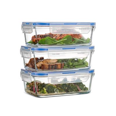 China Heatable Top Glass Meal-prep Containers - 3 Pack (28oz) BPA Free Food-storage Airtight Containers with 100% Leakproof Locking Lids for sale