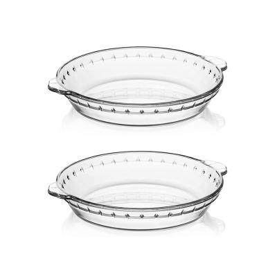 China 2 Pack 1000ml Sustainable Glass Pie Pan For Baking , 8.5 Inch Round Baking Pan For Dinner for sale