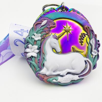 China Custom Running Sport 5K 10K Medal Custom Made Europe Unicorn Anime Marathon Medal Maker Packing Medal With Lanyard for sale