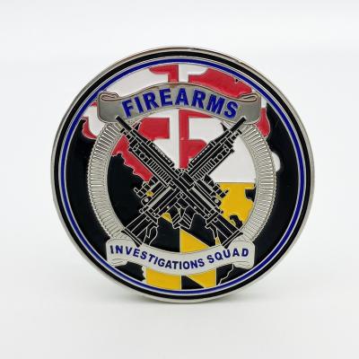 China America Custom Design Souvenir Coin Maker Police Department Firearms Investigation Platoon Zinc Alloy Challenge Coins for sale