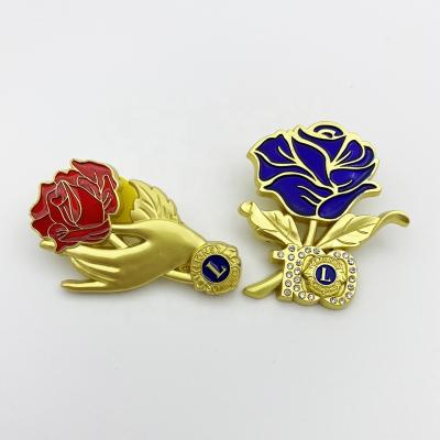 China Asia Custom Metal Gold Plated Translucent Hard Enamel Flower Lapel Pins Mens Suit for sale