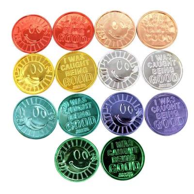 China Europe Pirate Party Game Favor Party Supplies 100pcs Set Smile Face Lucky Pirate Gold Coins Plastic Treasure Coins for sale