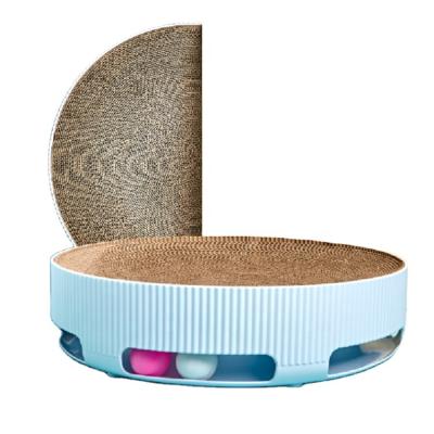 China 2020 New Hot Selling Viable Colorful Design Vertical Stripes Cat Scratcher Cardboard With Catnip Ball Toys for sale