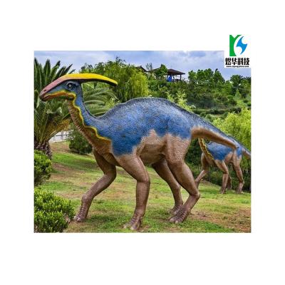 China Hot Selling Custom Made Steel 3D Life Size Parasaurolophus Dinosaur Model for sale