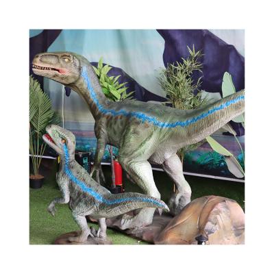 China Popular Animatronic Moving Life Size Theme Park Amusement Equipment Velociraptor 3d Group for sale