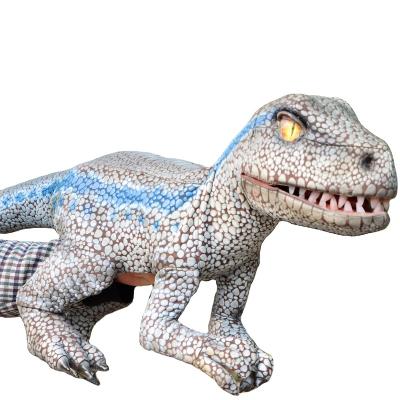 China Theme Park Dinosaur Hand Puppet Simulation Baby Blue Handmade Velociraptor for sale