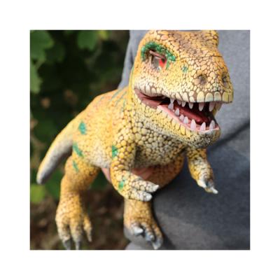 China Theme Park World Hand Control Baby Dinosaur 3d Puppet Jurassic Yellow Baby Velociraptor for sale